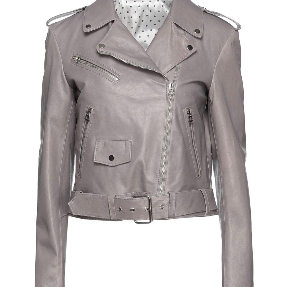 Women's Gray Leather Jacket